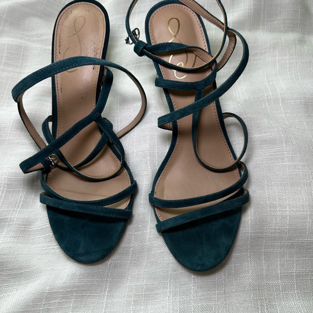 Jessica Simpson Teal Suede Strappy Lace-Up Heels